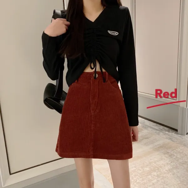 가심비 여성 코듀로이 버튼 미니스커트 미니 치마 gi032b122650