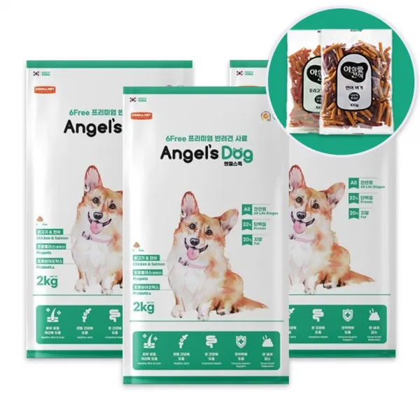 엔젤스독 전연령 5kg 기호성 강아지 사료(+아침애 오리 연어버거 100g), 5kg(+아침애 오리연어버거 100g)