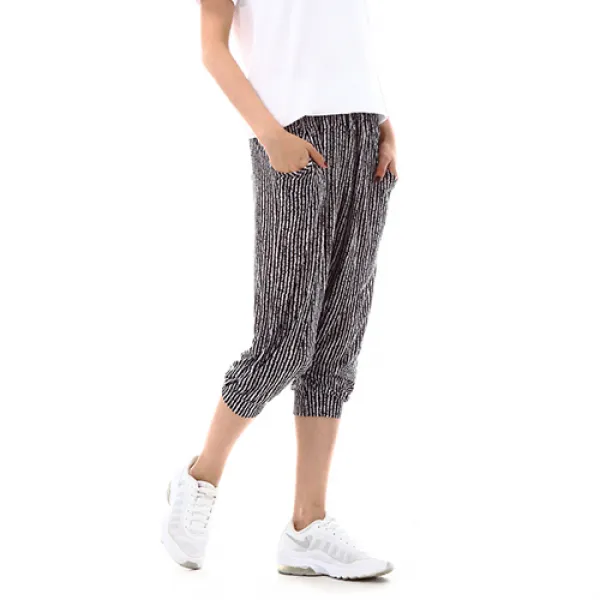 여자 아이이스쿨 7부바지 3p 검정얇은줄 냉동고 팬츠