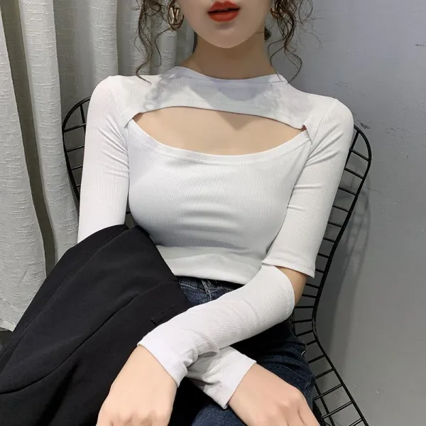 트리비 가을섹시티 매너 이너티셔츠 여성 슬림 이너웨어 펀칭 상의 베다 롱슬리브티