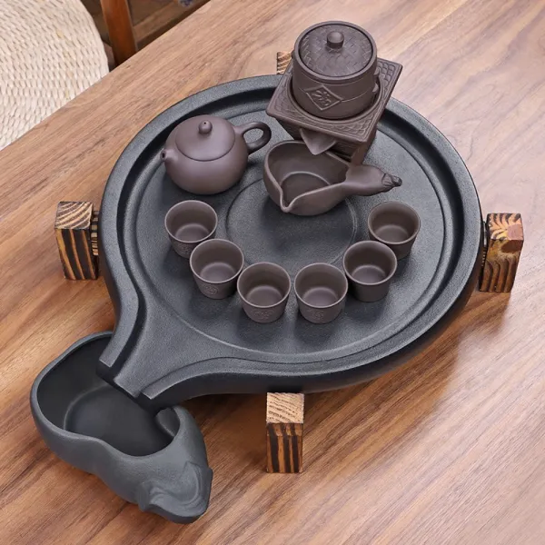 엔틱 전통 다도 세트 세라믹 찻잔 다기 주방 키친 차 티 테이블 티팟 포트 용품 커피 잔 공식 + K타입 흑도롱입석맷돌 자사문단고장 