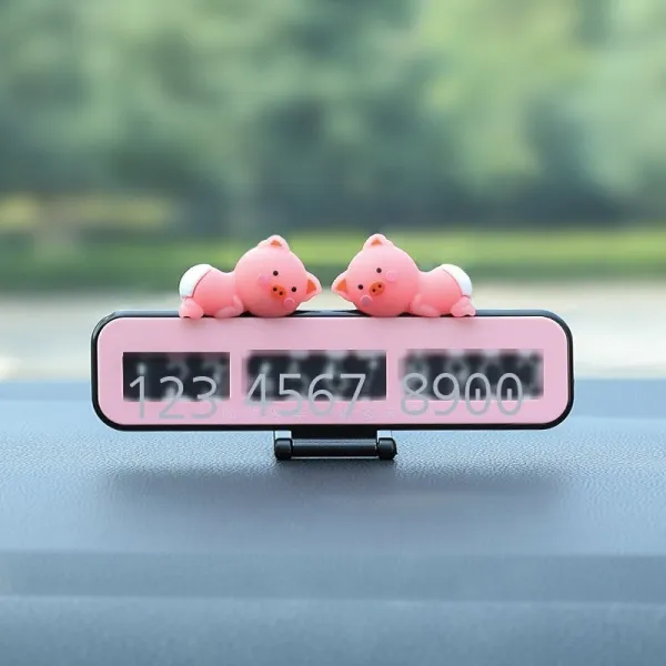 임시 주차 번호판 차를 옮기다 전화차 차에 싣다 창의적 차내 장식용품 전면 내장 장식품, 핑크 돼지(신상)+핑크
