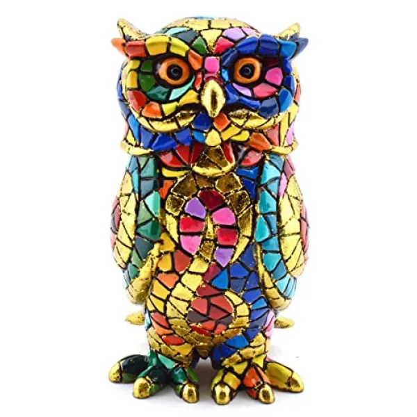 Eom 모더니스트 기법 Trencadis로 손으로 그린 ​​수지의 금 모자이 17 Cm 20 Cm Owl E02230756fmb924