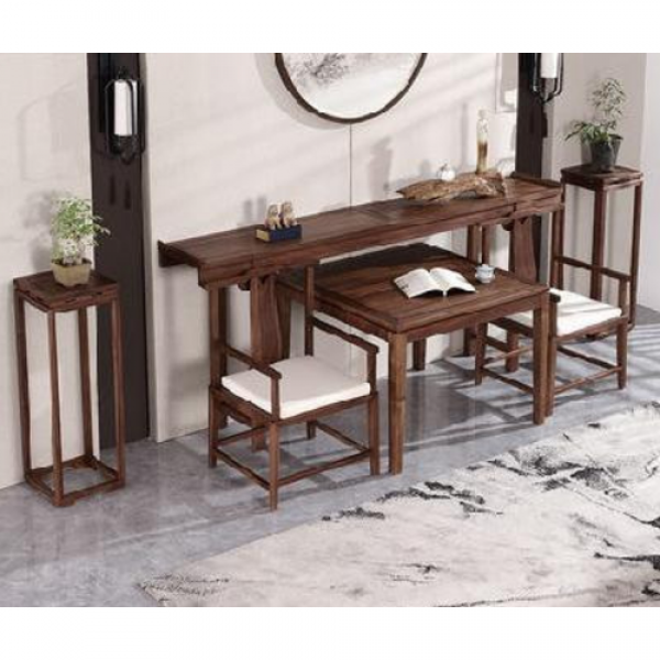 원목 가구 II 신중국식 전실목 흑호도목중당 공탁상실목팔선상조안 공여대 봉두불당현관대, 01 중당, 01 단장하다