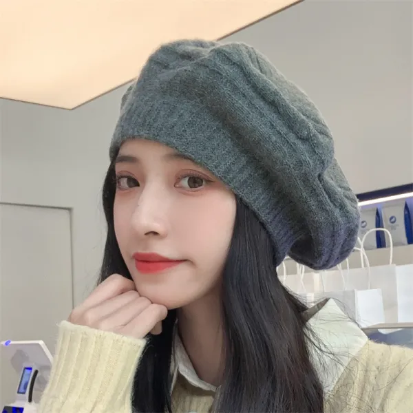 여성베레모 멋쟁이 여자 화가 베레모 빵모자 모자 심플 컬러 자녀 가을 겨울 판 스트라이프