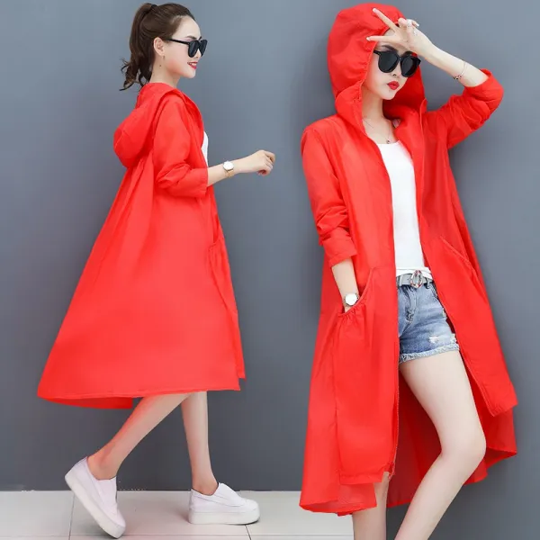 패션이루 후드 바람막이 자켓 여성 여름 긴팔 햇빛차단복 점퍼