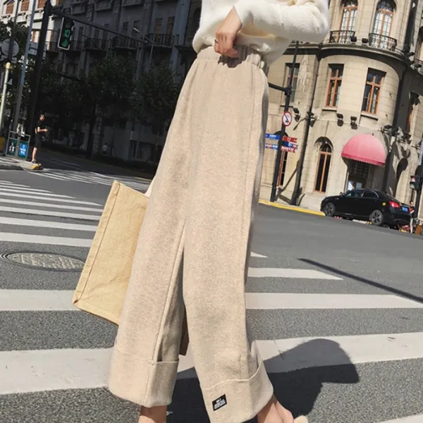 쟈스민 여성 밑단 폴디드 모직팬츠 XT777