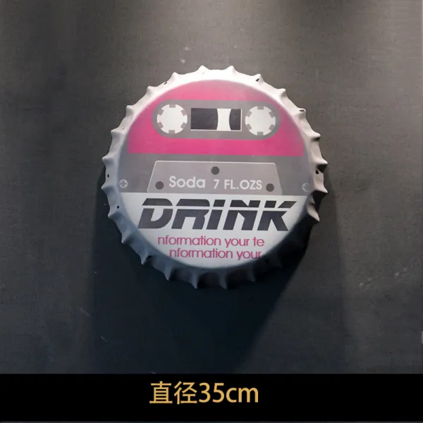 이색적인느낌 병뚜겅 벽디자인 걸이 장식, 레드드링크