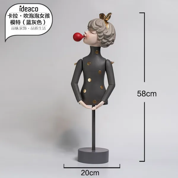풍선부는 소녀 장식 공예 북유럽 거실 TV 캐비닛 룸 장식, 버블 걸 모델 (블루 그레이)