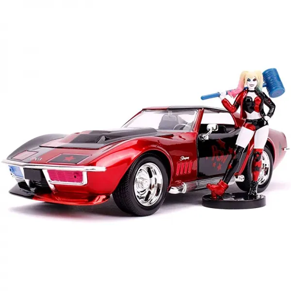 Toys Hollywood Rides DC Comics Harley Quinn amp 1969 Chevy Corvette Die Cast Car 1 24 Scale Vehicle with 2 75 quot Die Cast Collectible 그림 31196, 상세페이지 참조
