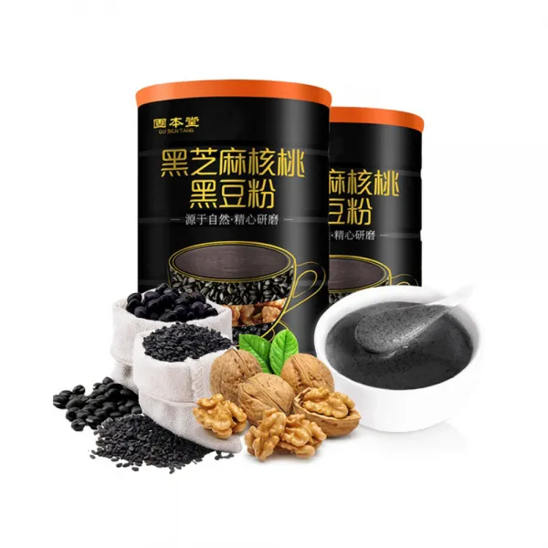 Kirahosi 중국식품 베스트셀러 고본당 흑지마핵도분 검은깨 호두제품 식사대응 34호 Ar 600g X 2통