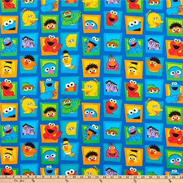마당에 독점적 인 Sesame Street 디지털 캐릭터 얼굴 파란색 패브릭, 본상품