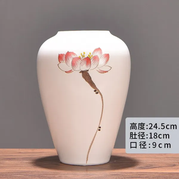 Mar.22 187번 경덕진 신중식 도자기 화병 꽃꽂이 식탁 거실 현관 Tv 캐비닛 건화 장식 아이디어z 손 으로 연꽃 을 그 리 는 중.