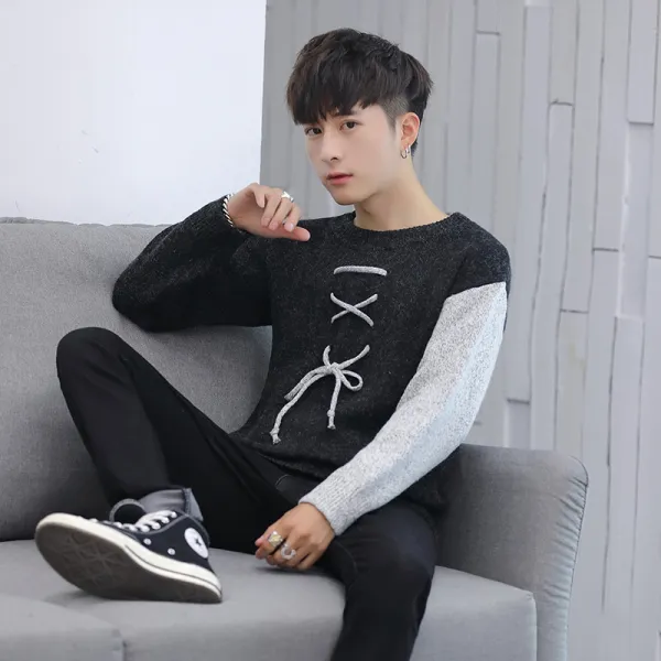 ZoneSHOP 남성 라운드 니트 티셔츠Y35