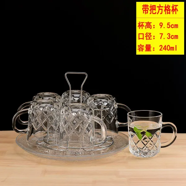 레이빈컴퍼니 티 홀 내장성이 있다 객열 물컵 영리함 과일주스 우유컵 선반 트레이 손잡이 보 6개 있음 손잡이 체크 컵 _컵 홀더