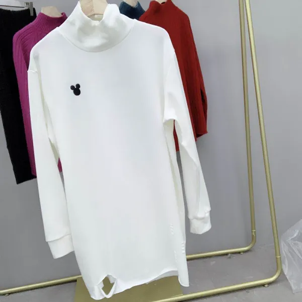 틱톡 맹장지 코스튬의상 겨울 반폴라 하프기장 대미지 얇은 융털 이너티셔츠 여성