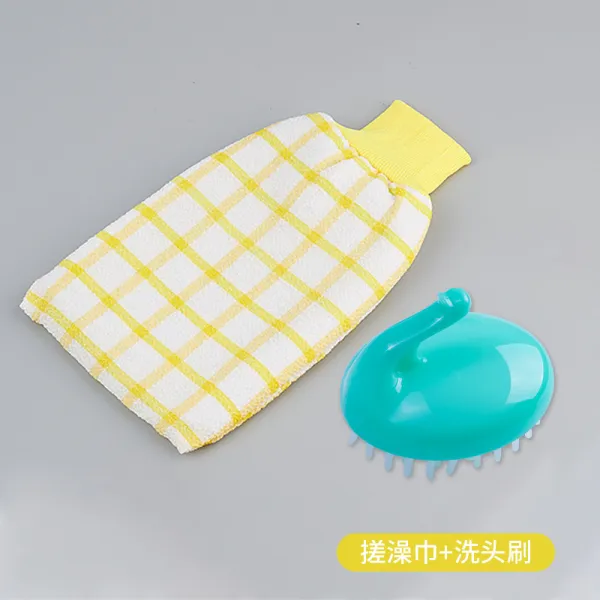 때밀이 수건 강력하게 흙 닦기 잿빛 목욕천 뒤비 등 장갑 가정용 양면 여성 향정신기 목욕, 엘로우 머리를감다