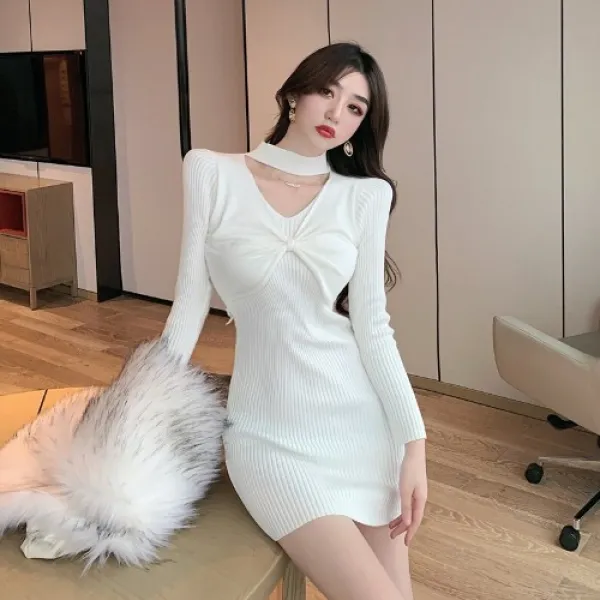 작은 키 노골적으로 한다 넥워머 일찍이 봄계절 스탠딩카라 펀칭 허리보정 힙랩 스웨터 점프슈트 여성