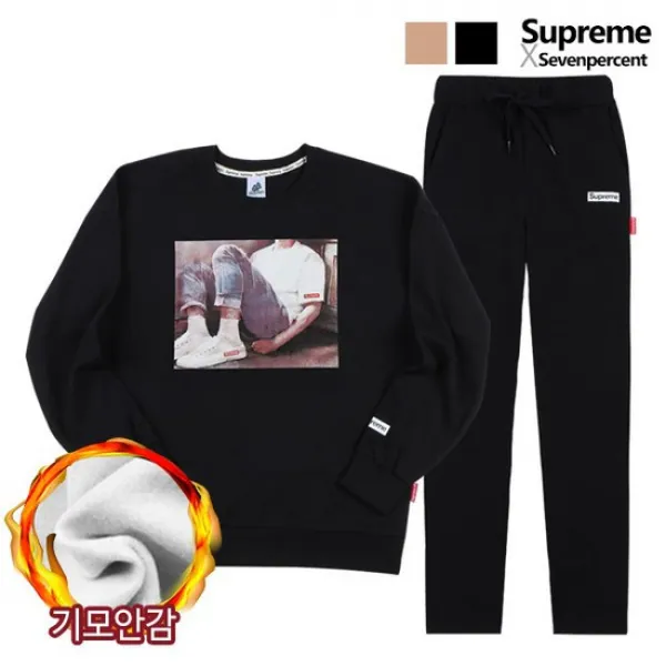 [세븐퍼센트x슈프림] 기모 맨투맨 SET 스타일