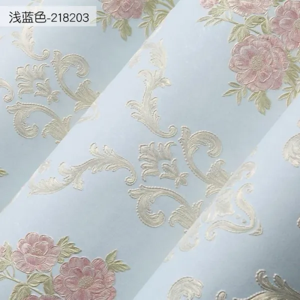 싹팔아 쑹푸 미풍양속 D 입체 접착 시트지 가정용 넓은 면적 벽보 심리스 자수 찟을수있는 헴라인, 218203 라이트블루 색깔 -3메터