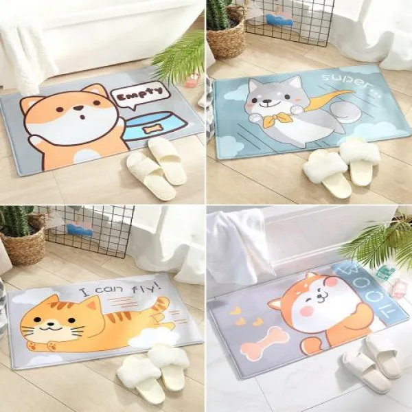 흡수 바닥 가정용 카페트 샤워 도어스톱 발판 문패드 입문, 50x80cm/나는 배가 고프다 -웅대함