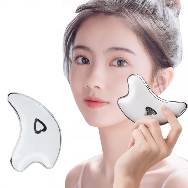 keka 얼굴 리프팅기 괄사 마사지기 온열케어 피부관리 붓기 제거 USB충전, 화이트, keka-4080