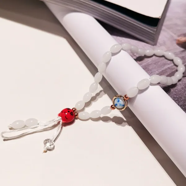 핸드폰 끈 여걸 멱살 꼬임 속국풍 비취옥 펜던트 크리스털 구슬 손목 애플 X 화웨이 오픈 Vivo 1 숏화이트 비취 걸개밧줄