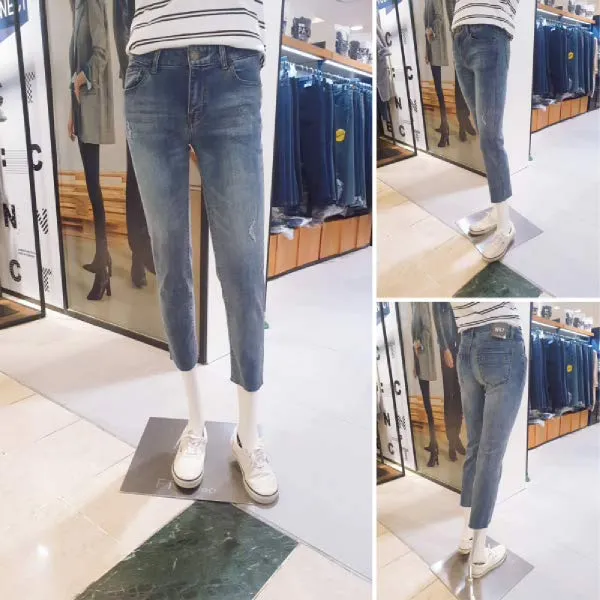  현대백화점 Frj 에프알제이 F98f Dp827a 기모 여성 미디엄톤 워싱 앵클슬림일자 청바지