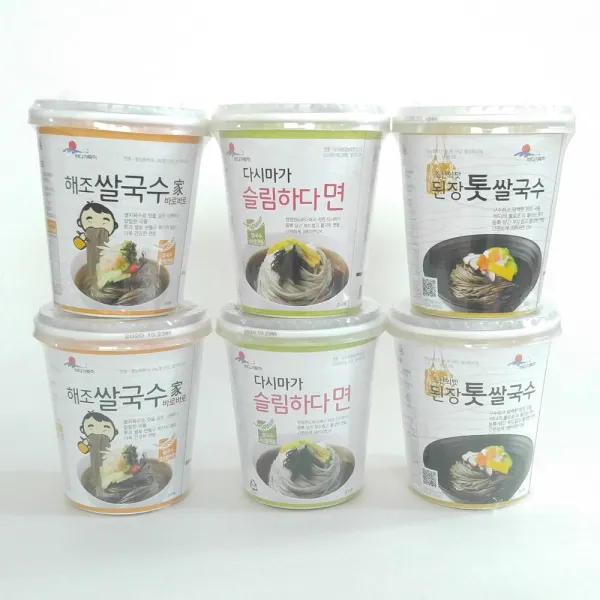 바다가득히 다시마가슬림하다면 2개+해조쌀국수 2개 +된장톳쌀국수 컵국수 컵라면 칼칼한 맛 간편식, 82g, 12개입