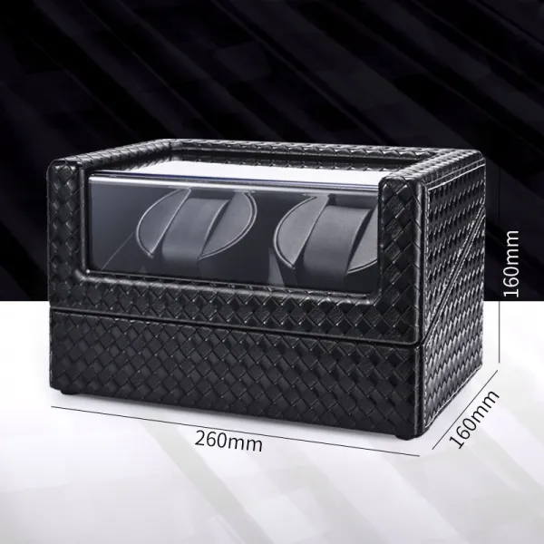 오토매틱 버크 벡엄 테이블 돌리기 심플 돌다 방치 시계보관 수납함 자동 태엽 장치다 4025953691, 더블 시트 위치 레더 핏 외 블랙 _