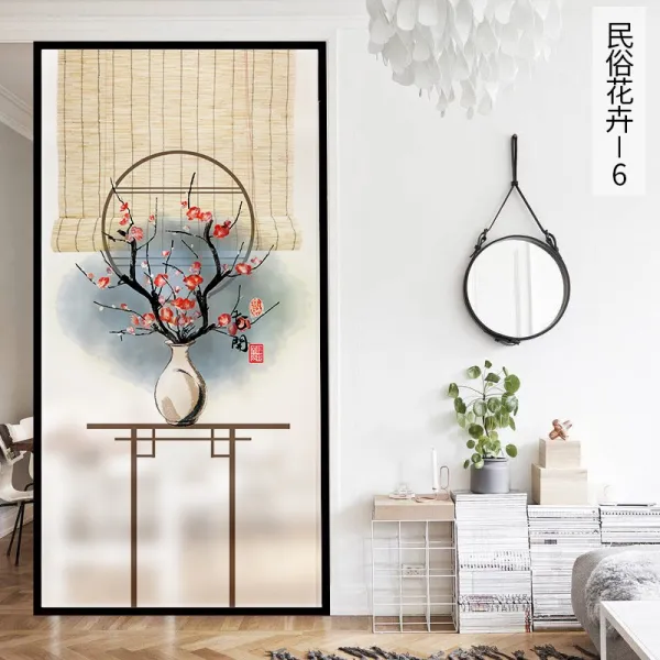 브띠 정전기 비스코스 샌딩 시트지 욕실 거실 화장실 불투명 침실 창문턱 보호필름 민속화 초 6