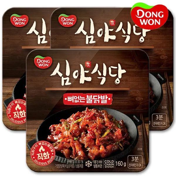 동원 심야식당 뼈없는 불닭발 160g 3개, 단품