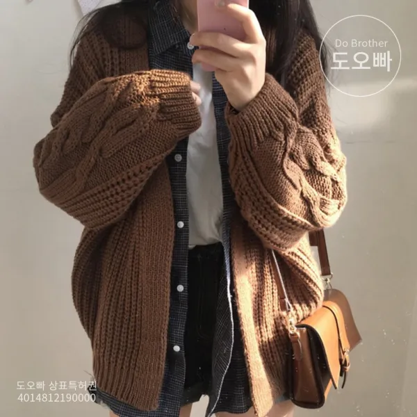 도오빠 오버핏 여성 가디건 니트 롱가디건 박시 루즈핏 빅사이즈 스웨터 뜨개질 10대 20대 30대 패션 데일리룩 캐주얼 가을 겨울 인기템