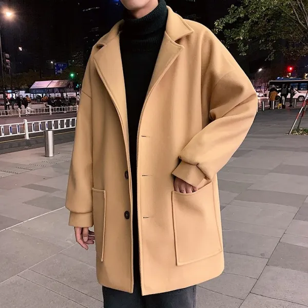 스몰럭스 남성모직코트 모직 코트 남중 롱 겨울 기모 도톰 커플 학생 한국판