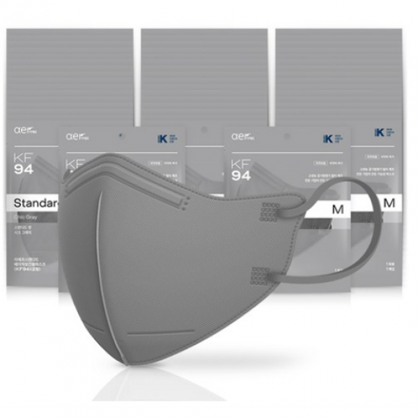 아에르 스탠다드 베이직 보건용 마스크 그레이 중형 Kf94 1개입 100개