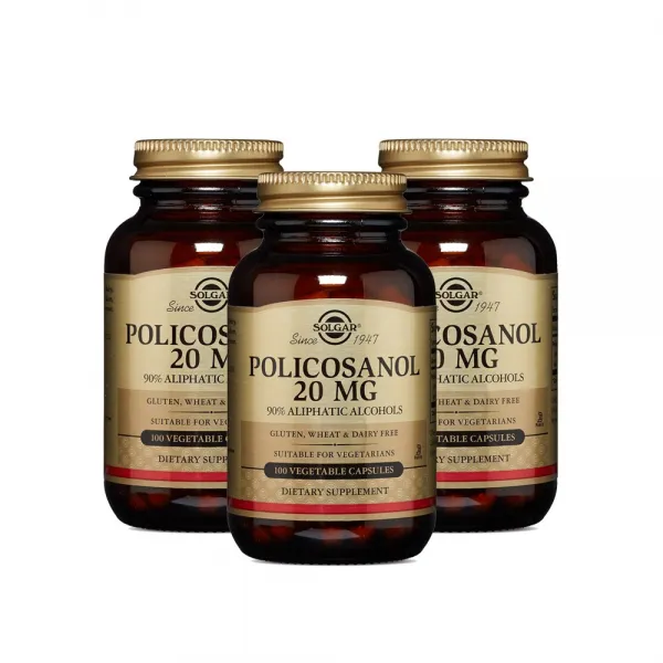 Solgar 솔가 폴리카사놀 20mg 100정 2+1(3개) 폴리코사놀효능 사탕수수효능 HDL콜레스테롤, 3개, 100캡슐