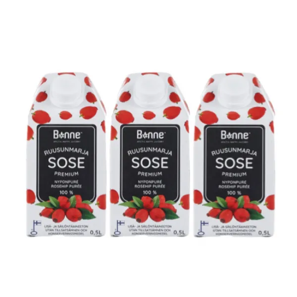 [예약배송 5월 11일 순차출고] 핀란드 본네 로즈힙 퓨레 주스 500mL 2+1팩