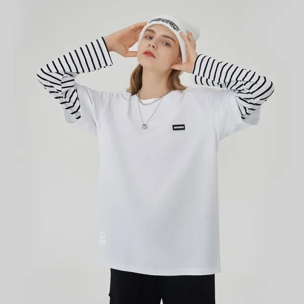 스트프긴팔티 알맞다 페이크투피스 롱슬리브티 여름 초 가을 여성의류 상의 줄무늬 무드 티셔츠 2486283705