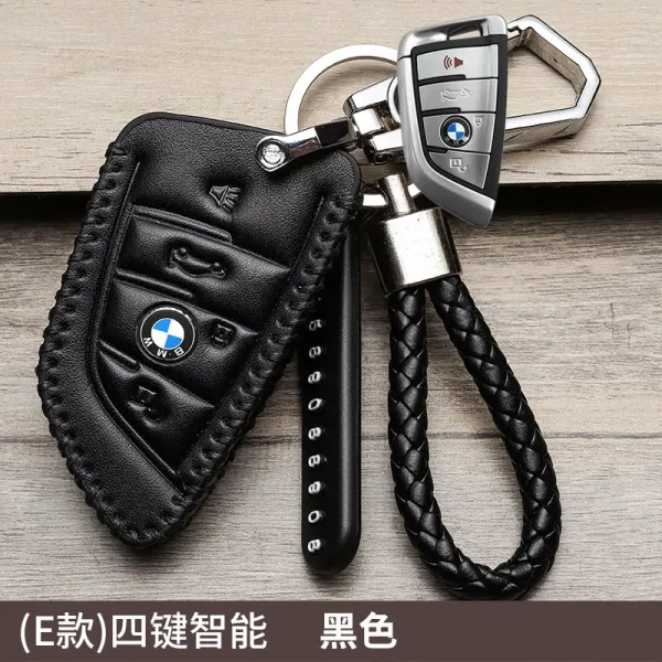 플라워윙 키케이스 키갑 스마트 가죽 키홀더 적용 12 타입 3계 GT1계7노쇠함 5계X3, BMW E타입 블랙 블랙 선