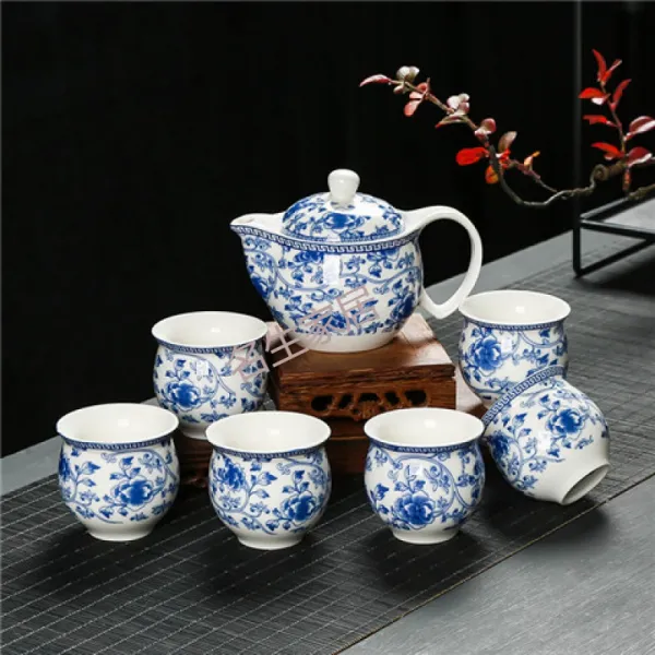 고급품 궁푸차 구 청 꽃 화상방지 더블레이어 큰사이즈 라지 손을 데지 않다 다기 다관 다도 용이 구름 무늬다 7