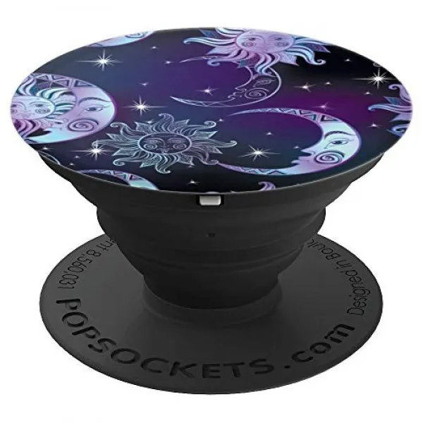 블랙베이스 청록 퍼플 산 문 스타 자유 분방 한 보헤미안 패턴 PopSockets 그립과 스탠드 휴대폰과 태블릿 용 Witchcraft Occ, 단일상품, 단일상품
