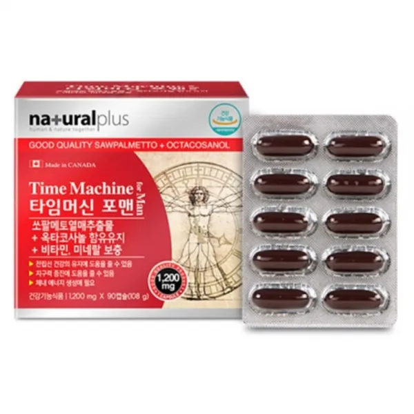 네추럴라이프 캐나다 쏘팔메토 타임머신포맨 전립선건강 남성건강 옥타코사놀함유 비타민 아연 지구력증진 청년층 중년층, 90캡슐, 1200mg