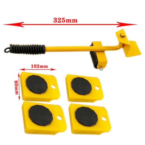 5 개/대 가구 발동기 기중 장치 슬라이더 무거운 가구 수송을위한 직업적인 짐 방위 다 방향 바퀴 이동 공구 Yellow