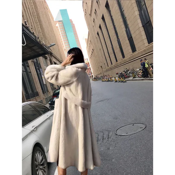 REDLIFO 여성 롱 무스탕 코트 밍크코트녀2019신상품 밍크코트여성롱인조털젊은 가을겨울