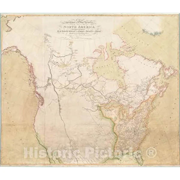 역사지도 : 1802 년 북미 내륙의 새로운 발견 복고풍 벽 예술 : 30 인치 x 24 인치 (30in x 24in), 30in x 24in
