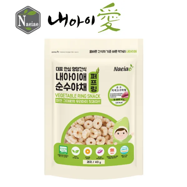 내아이애 유기농 아이과자 쌀과자 떡뻥 모음 특가 할인전(추가증정 이벤트), 1개, 유기농 순수 자색고구마링