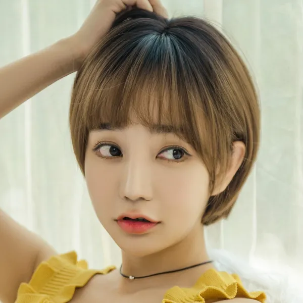 NEO 가발 여성 짧은 단발 뱅헤어 숏단발 통가발WXAB, 개, 블랙