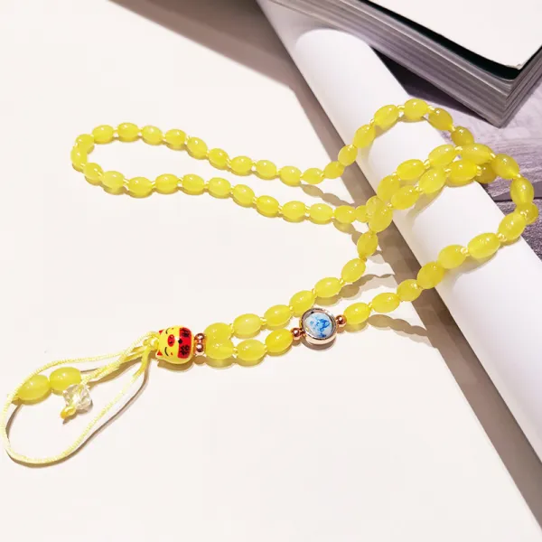 핸드폰 끈 여걸 멱살 꼬임 속국풍 비취옥 펜던트 크리스털 구슬 손목 애플 X 화웨이 오픈 Vivo 1 롱레몬색 비취 걸개밧줄