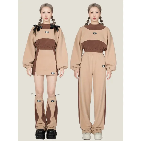 라운드 맨투맨 난잡하다 독립 디자인 몹시 두려워하다 브라운 오리지널제작 겨울 보온 폴라폴리스 버블 소매 3848933260