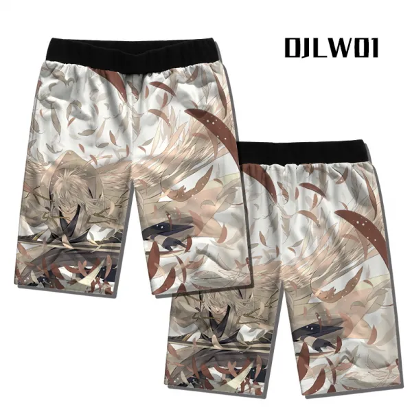 도검 막춤 소호 삼일월 종근 2차 게임 주변 남자 츄리닝 바지 큼 숏 팬츠, 블랙 4